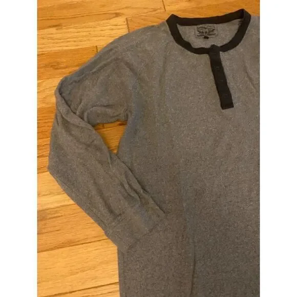 Levi's men's grey cotton knit long sleeve 1/4 button crew neck t-shirt size XL - Picture 2 of 8